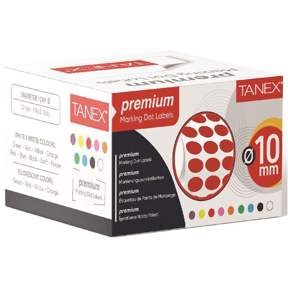 Tanex Nokta Etiket 10 MM 5000 Li Kırmızı Tekli Kutu 