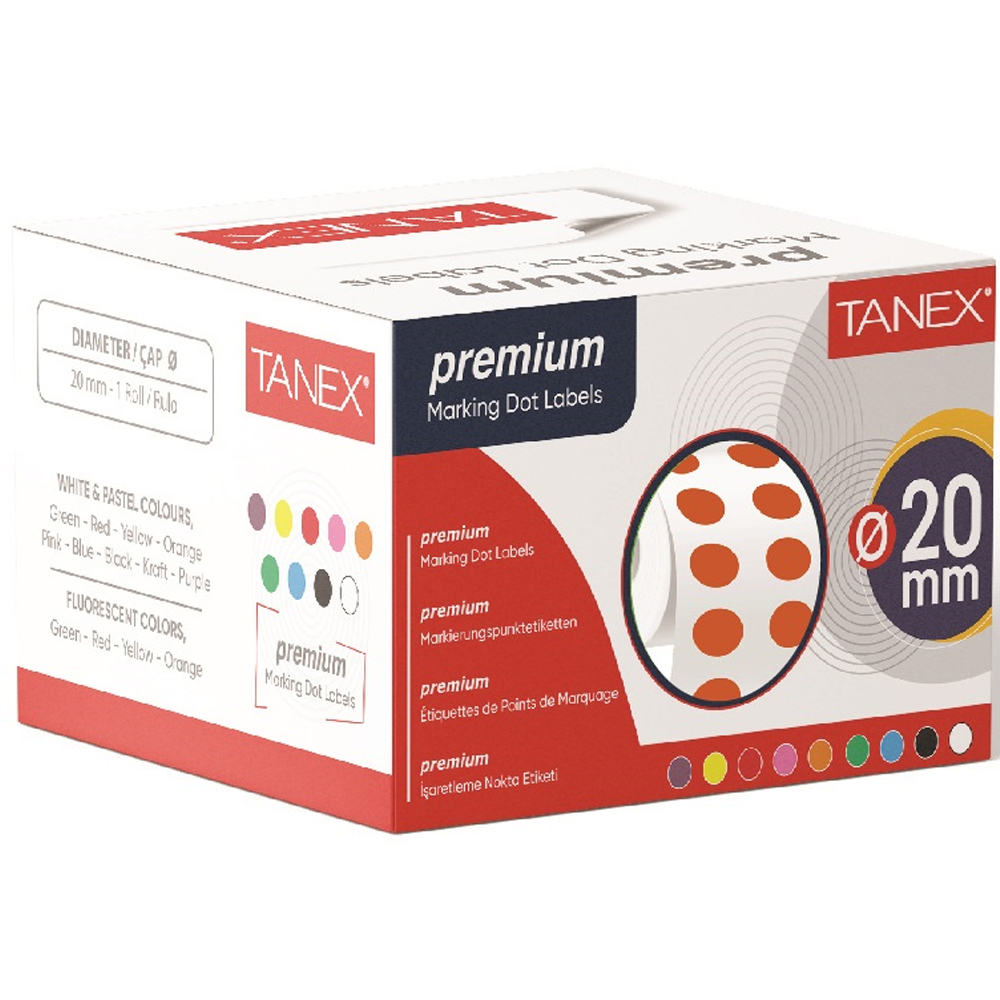Tanex Nokta Etiket 20 MM 2500 Li Turuncu Tekli Kutu 