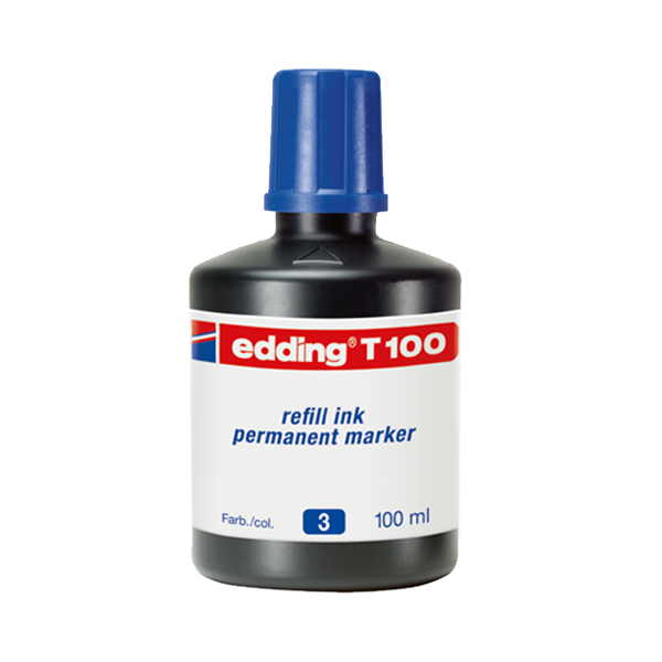Edding Markör Mürekkebi Permanent Damlalıklı 100 ML Mavi T100
