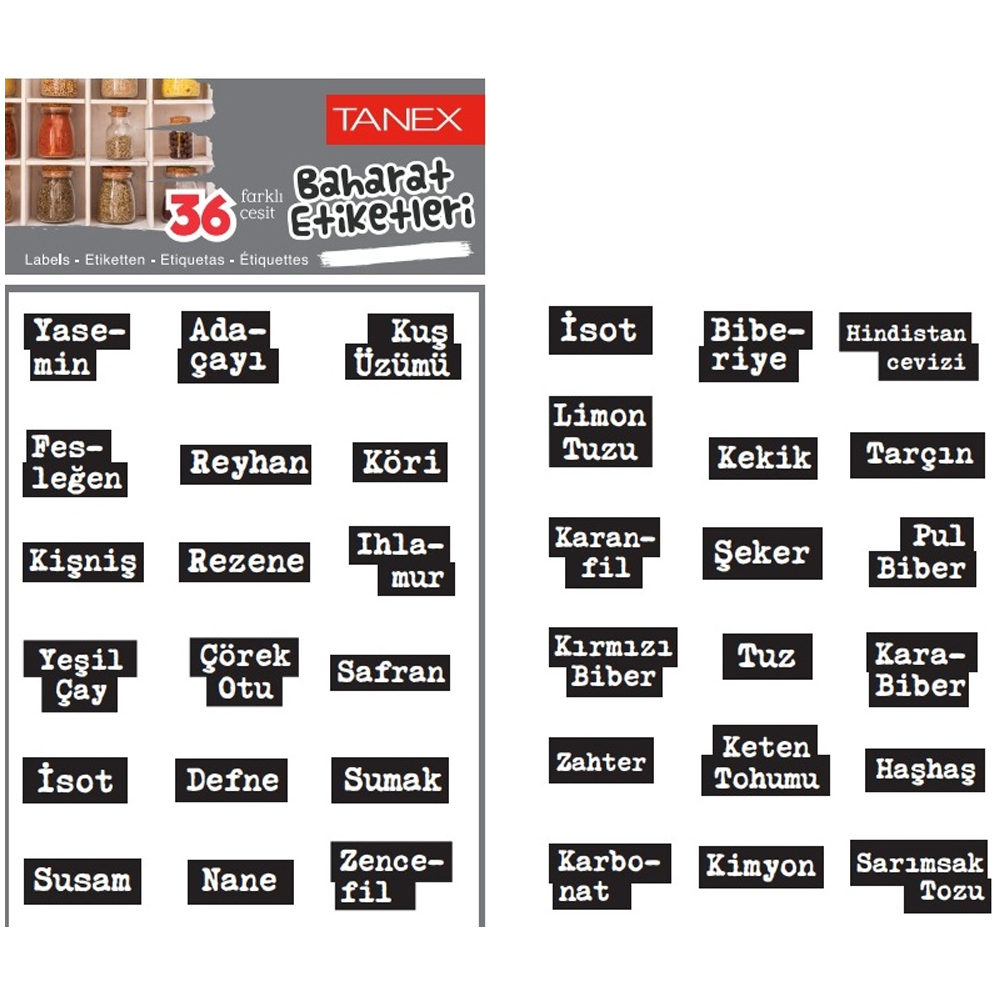 Tanex Baharat PP Şeffaf Etiketi-7 2 Ad. Mtc-607
