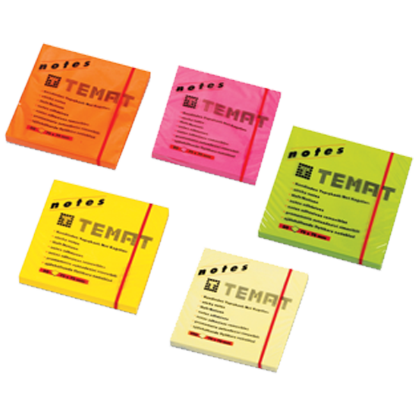 Temat Yapışkanlı Not Kağıdı 75x75 MM Fosforlu Pembe 10612