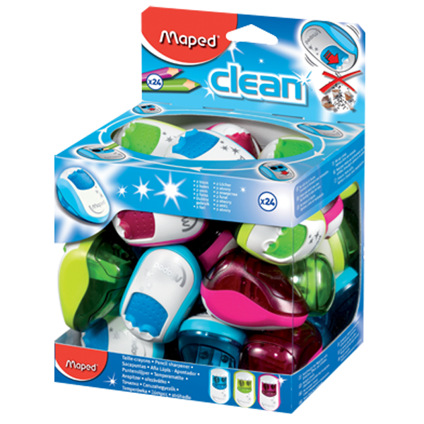 Maped Öğrenci Kalemtıraşı Clean Plastik Çiftli Hazneli 24 LÜ 030211