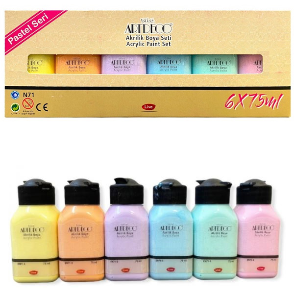 Artdeco Akrilik Boya 6x75 ML Set Pastel Renkler LV-Y-070I-AS2