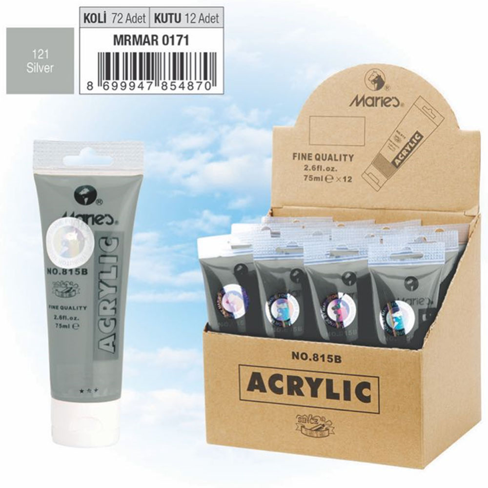 Maries Akrilik Boya 75 ML Silver (Gümüş) 815-121  