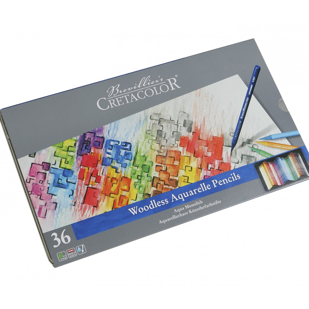 Cretacolor Aqua Monolith Ağaçsız Sulandırılabilir Boya Kalem Seti 36 Renk Metal Kutu 25036