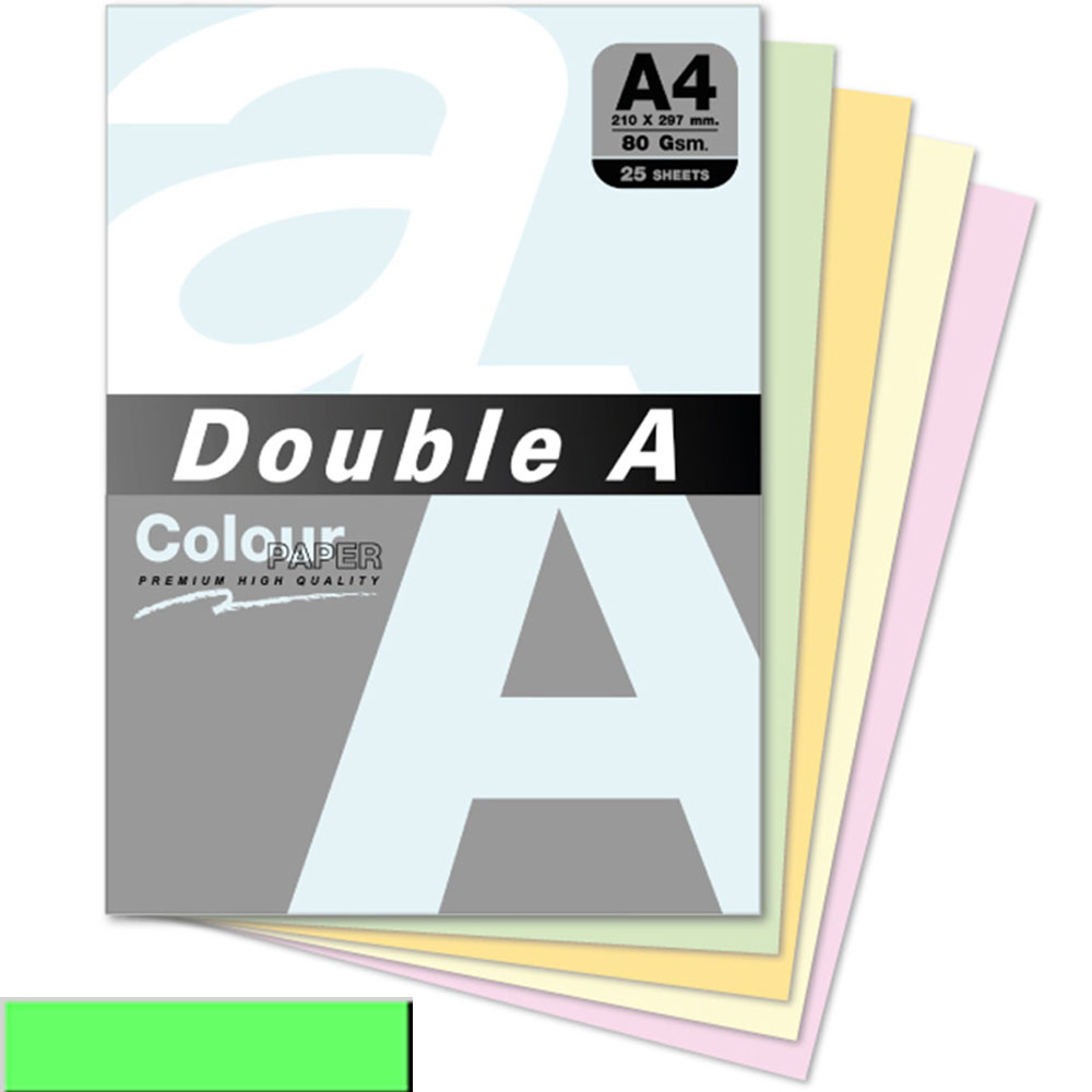Double A Renkli Fotokopi Kağıdı 25 Lİ A4 80 GR Pastel Zümrüt Yeşili