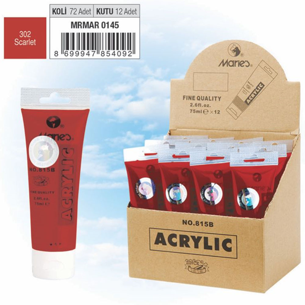 Maries Akrilik Boya 75 ML Scarlet 815-302 