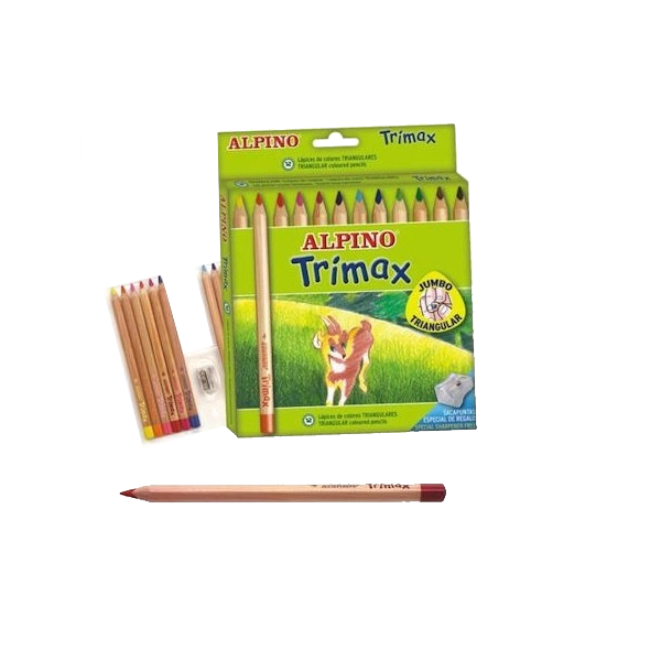 Alpino Kuru Boya Trimax Karton Kutu Jumbo Tam Boy Üçgen 12 Lİ AL000113