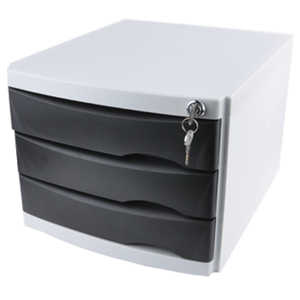 Ops Evrak Rafı Çekmeceli Plastik Kilitli 3 LÜ Siyah CMC 203