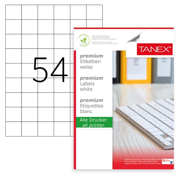 Tanex Laser Etiket 100 YP 35x33 MM Laser-Copy-Inkjet TW-2054
