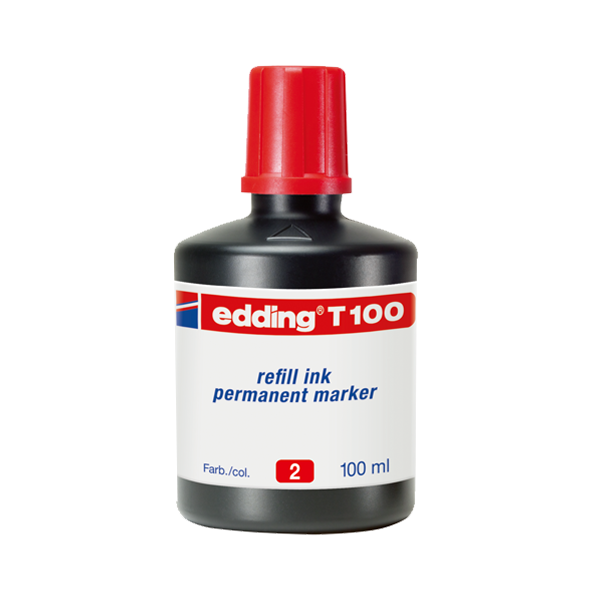 Edding Markör Mürekkebi Permanent Damlalıklı 100 ML Kırmızı T100